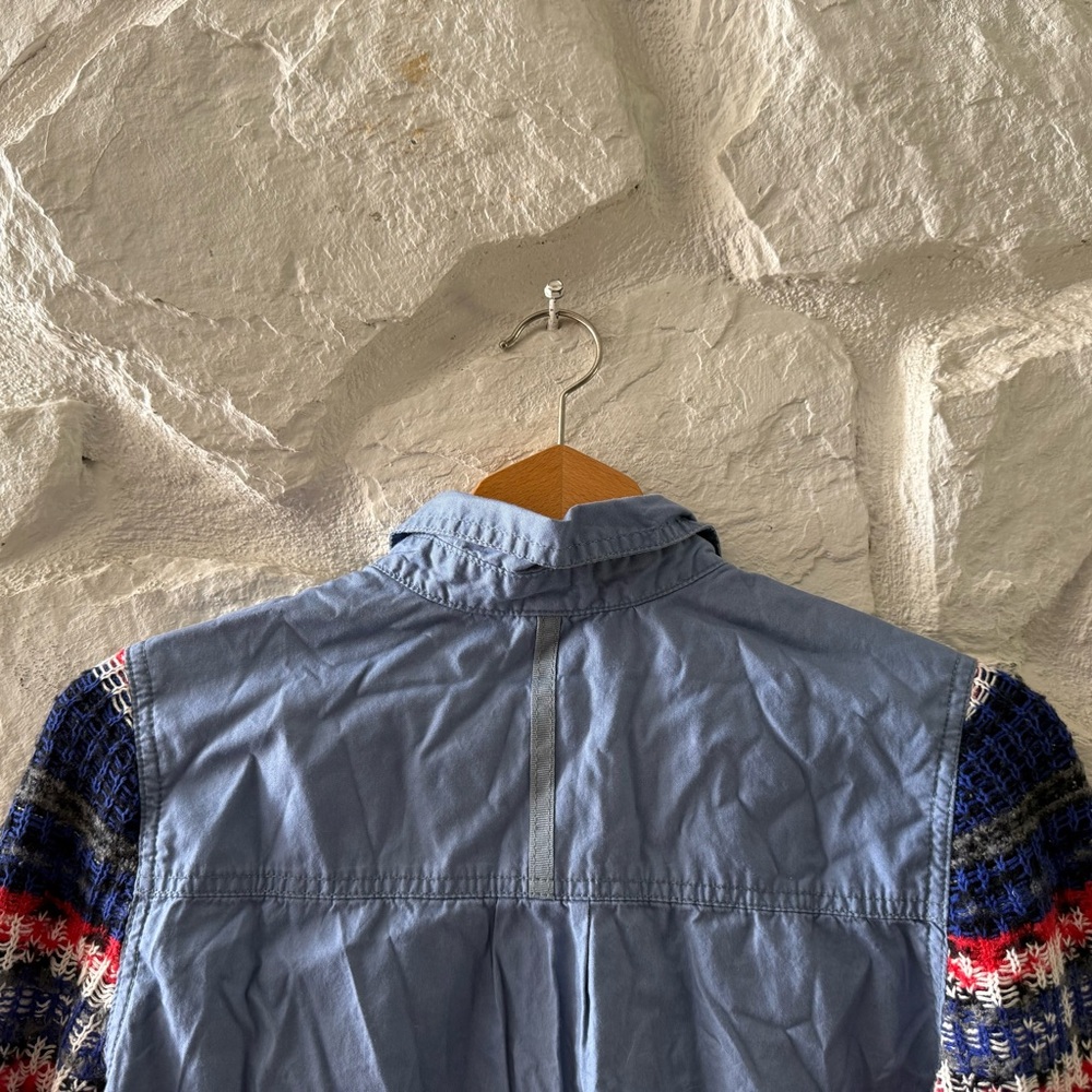 We The Free Chambray Fair Isle Long Sleeve Button Down Shirt M - Picture 7 of 8